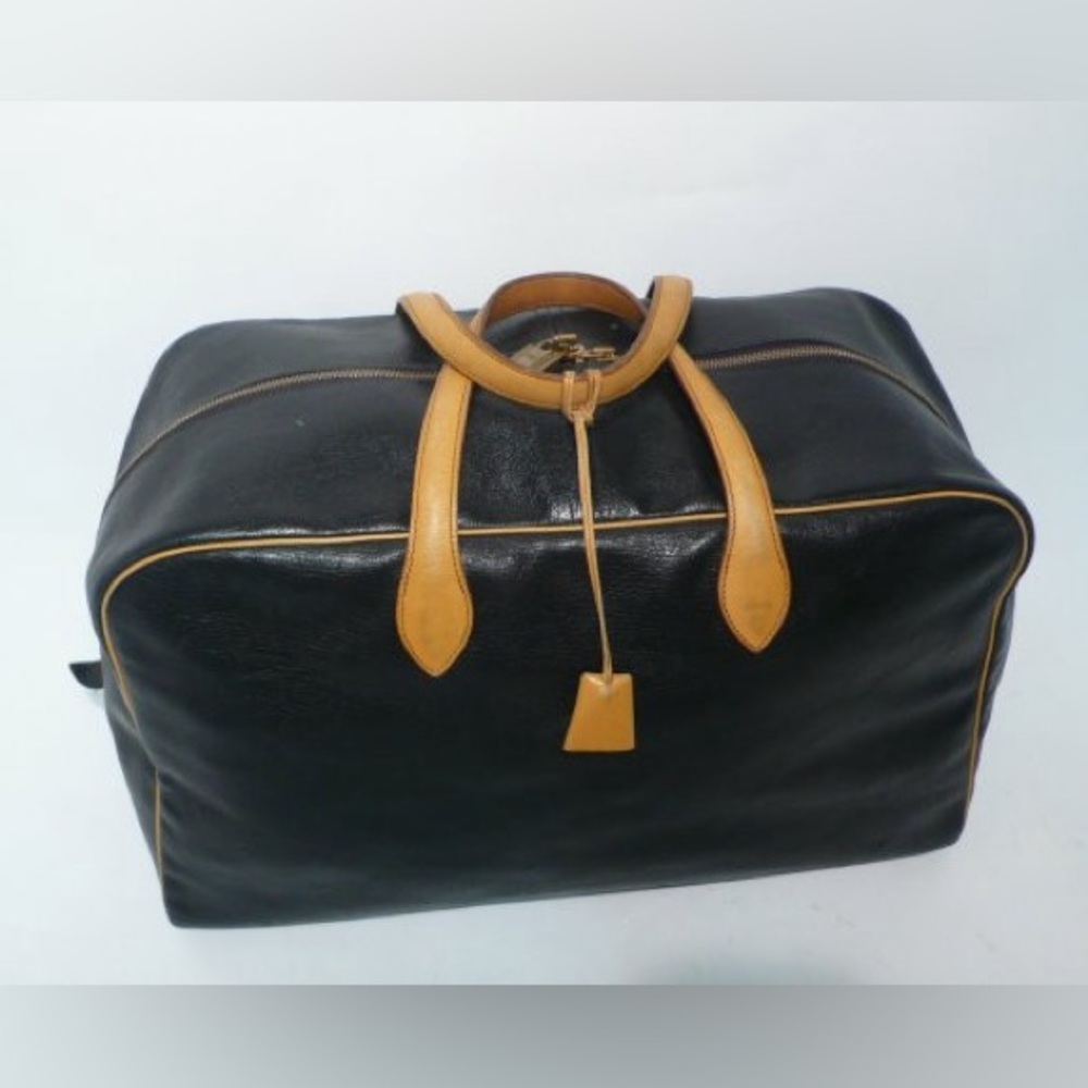 Authentic Vintage HERMES Paris made in France-INDIGO LEATHER TRAV DUFFEL BAG